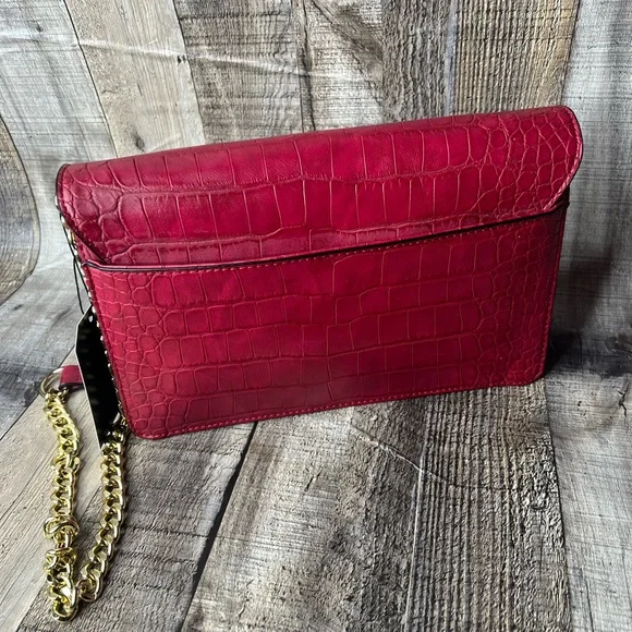 GUESS Pink Croc-Embossed Women's vegan Leather Bag - Picture 6 of 16